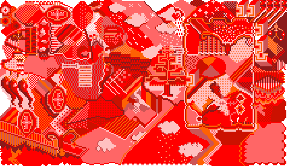 Pixel art in red
