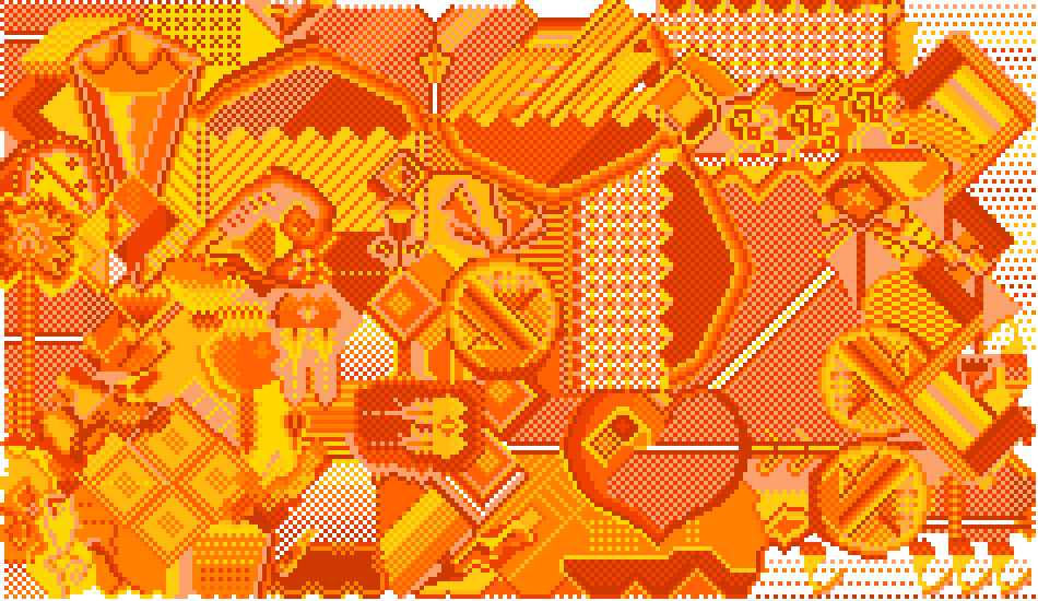Pixel art in orange