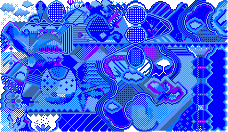 Pixel art in blue